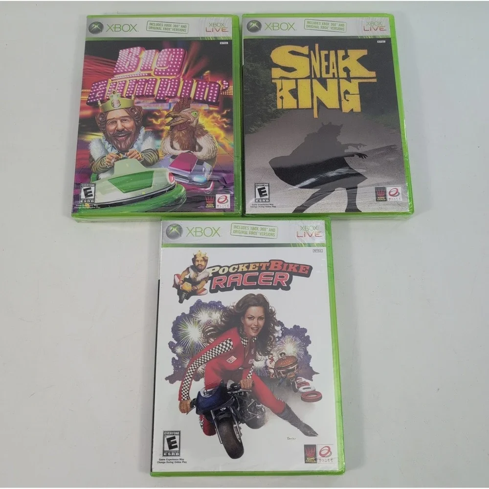 Complete Set Xbox 360 Burger King Games Big Bumpin Pocketbike Sneak King - New